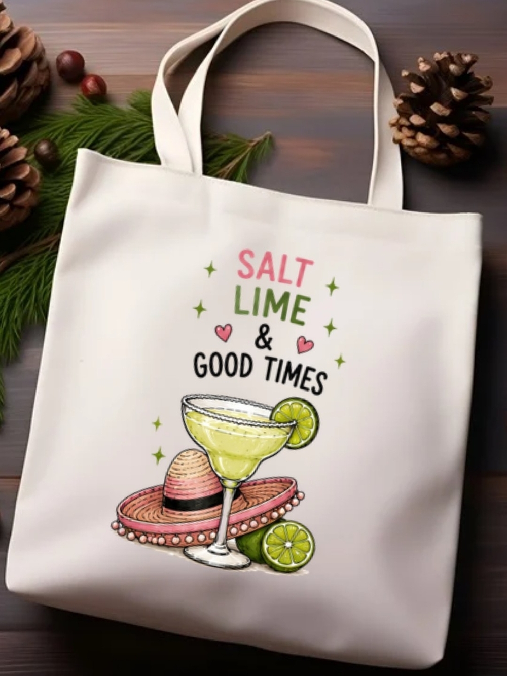 Salt Lime & Good Times Tote - Cream Graphic Beach Bag